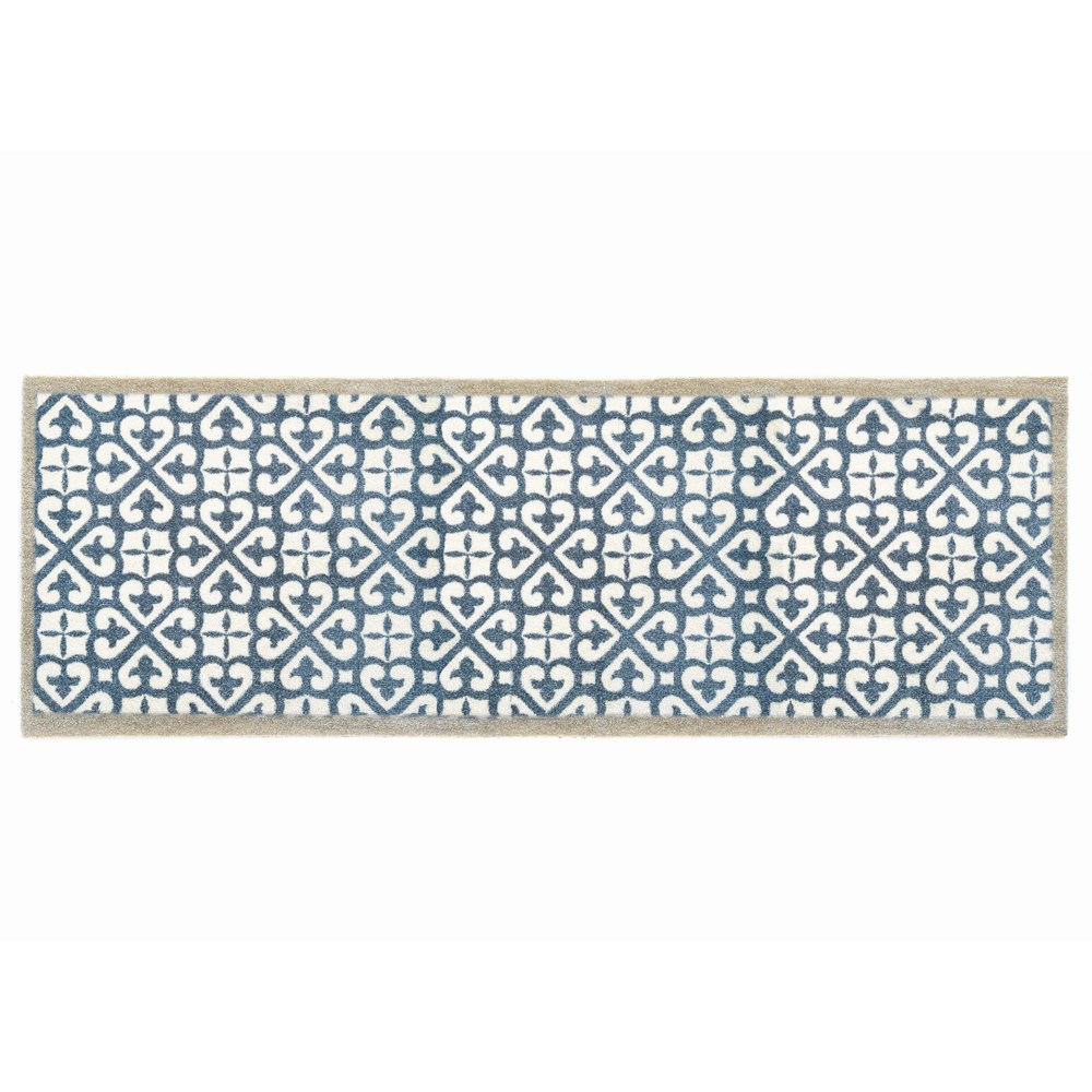 My Harlequin Tile Washable Indoor Runner in Blue